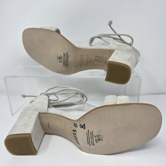 Alohas Dakota Sandals Womens 39 US 8 Block Heel Ankle Tie Color "Ice" Off White - Picture 7 of 10